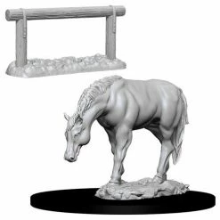Wizkids: Deep Cuts Unpainted Miniatures - Horse & Hitch Role-playing Miniatures