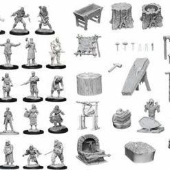Role-playing Miniatures Wizkids: Deep Cuts Unpainted Miniatures - Townspeople & Accessories