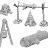 Wizkids: Deep Cuts Unpainted Miniatures - Campfire & Sitting Log