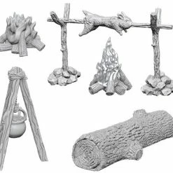 Wizkids: Deep Cuts Unpainted Miniatures - Campfire & Sitting Log