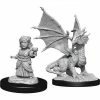 NECA Nolzur's Marvelous Unpainted Miniatures - Silver Dragon Wyrmling & Female Halfling Role-playing Miniatures